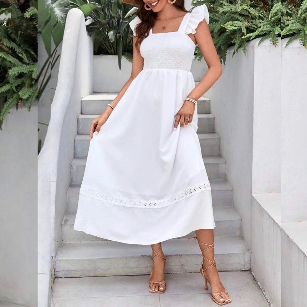 SHIEN CURVE — Plus Size Boho Flared Cap Sleeve Ruffle Hem Dress Size 0XL (12)
